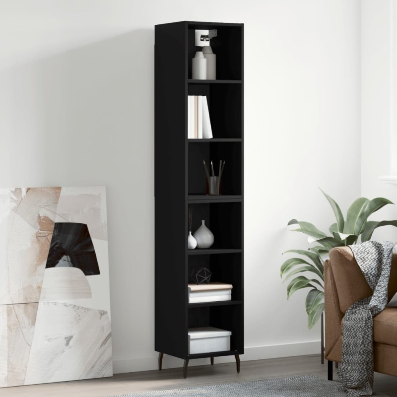 vidaXL Aparador alto madera contrachapada negro 34,5x32,5x180 cm vidaXL Aparador alto madera contrachapada negro 34,5x32,5x180 cm