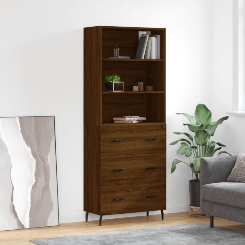 vidaXL Aparador alto madera contrachapada marrón roble 69,5x34x180 cm vidaXL Aparador alto madera contrachapada marrón roble 69,5x34x180 cm