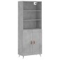 vidaXL Aparador alto madera contrachapada gris hormigón 69,5x34x180 cm vidaXL Aparador alto madera contrachapada gris hormigón 69,5x34x180 cm