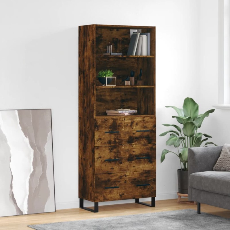 vidaXL Aparador alto madera contrachapada roble ahumado 69,5x34x180 cm vidaXL Aparador alto madera contrachapada roble ahumado 69,5x34x180 cm