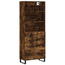 vidaXL Aparador alto madera contrachapada roble ahumado 69,5x34x180 cm