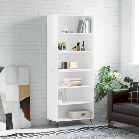 vidaXL Aparador alto madera ingeniería blanco brillo 69,5x32,5x180 cm