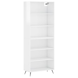 vidaXL Aparador alto madera ingeniería blanco brillo 69,5x32,5x180 cm