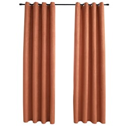 vidaXL Cortinas opacas anillas de metal 2 pzs color óxido 140x225 cm