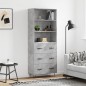 vidaXL Aparador alto madera contrachapada gris hormigón 69,5x34x180 cm vidaXL Aparador alto madera contrachapada gris hormigón 69,5x34x180 cm