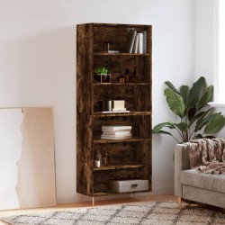 vidaXL Aparador alto madera ingeniería roble ahumado 69,5x32,5x180 cm