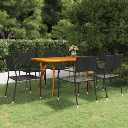 vidaXL Juego de comedor de jardín 7 piezas negro