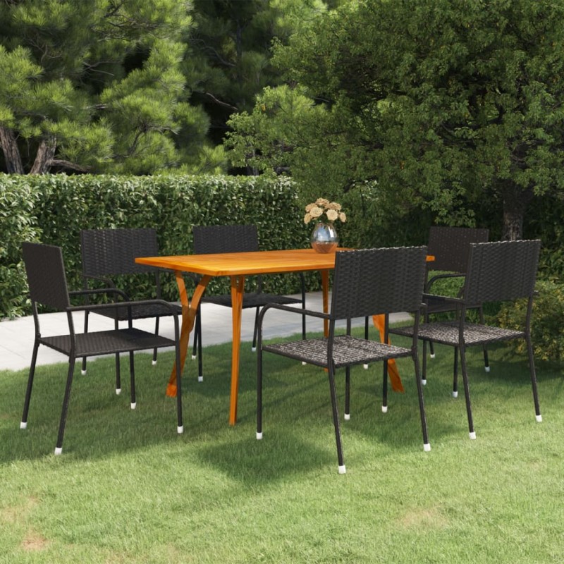vidaXL Juego de comedor de jardín 7 piezas negro vidaXL Juego de comedor de jardín 7 piezas negro
