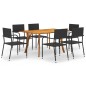 vidaXL Juego de comedor de jardín 7 piezas negro vidaXL Juego de comedor de jardín 7 piezas negro