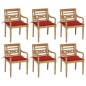 vidaXL Sillas Batavia 6 unidades madera maciza de teca con cojines vidaXL Sillas Batavia 6 unidades madera maciza de teca con cojines