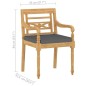 vidaXL Sillas Batavia con cojines 6 unidades madera maciza de teca vidaXL Sillas Batavia con cojines 6 unidades madera maciza de teca