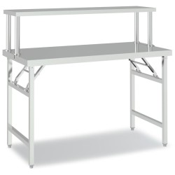 vidaXL Mesa de trabajo para cocina con estante acero inox 120x60x115cm