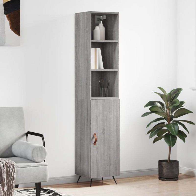 vidaXL Aparador alto madera contrachapada gris Sonoma 34,5x34x180 cm vidaXL Aparador alto madera contrachapada gris Sonoma 34,5x34x180 cm