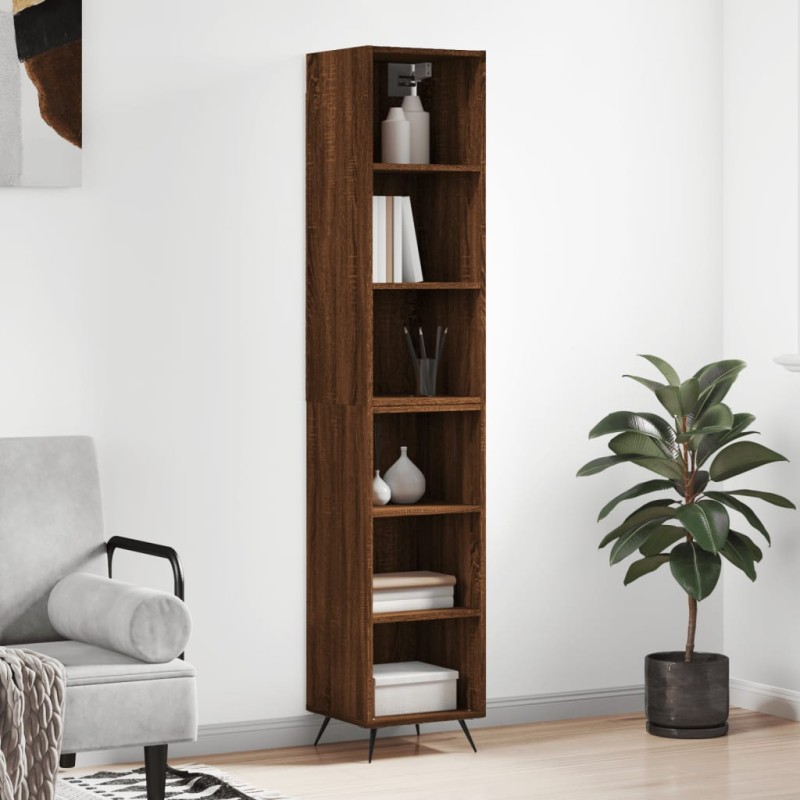 vidaXL Aparador alto madera contrachapada roble marrón 34,5x32,5x180cm vidaXL Aparador alto madera contrachapada roble marrón 34,5x32,5x180cm