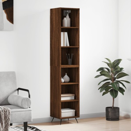 vidaXL Aparador alto madera contrachapada roble marrón 34,5x32,5x180cm