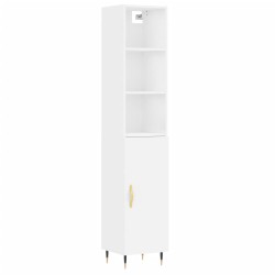 vidaXL Aparador alto madera contrachapada blanco 34,5x34x180 cm