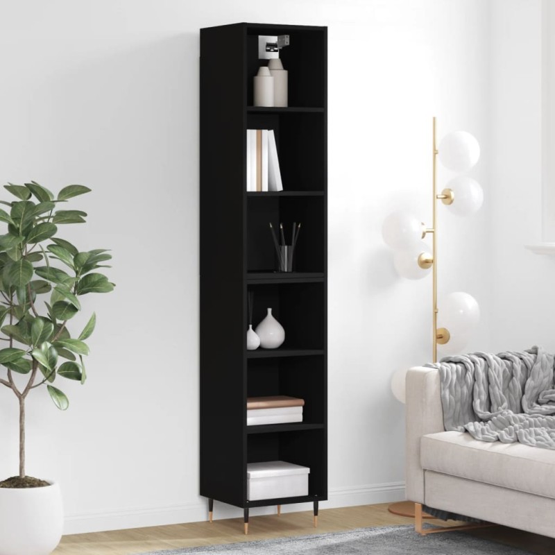 vidaXL Aparador alto madera contrachapada negro 34,5x32,5x180 cm vidaXL Aparador alto madera contrachapada negro 34,5x32,5x180 cm
