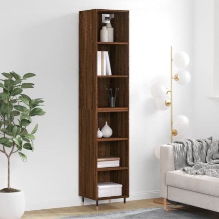 vidaXL Aparador alto madera contrachapada roble marrón 34,5x32,5x180cm