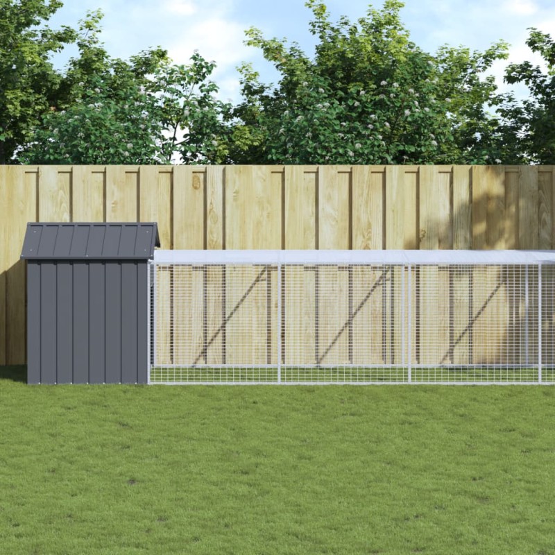 vidaXL Jaula gallinas con corral acero galvanizado gris 117x1221x123cm