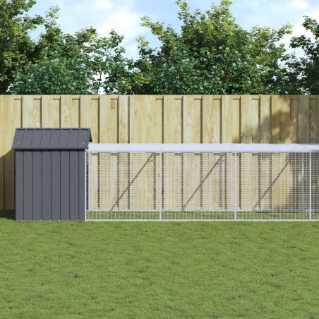 vidaXL Jaula gallinas con corral acero galvanizado gris 117x1221x123cm