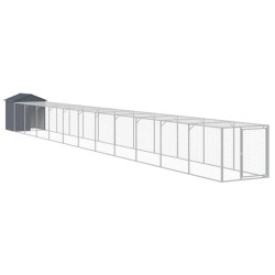 vidaXL Jaula gallinas con corral acero galvanizado gris 117x1221x123cm