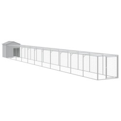 vidaXL Gallinero y corral acero galvanizado gris claro 117x1221x123 cm