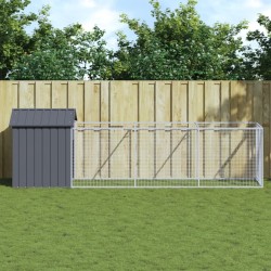 vidaXL Caseta perros con tejado acero galvanizado gris 117x405x123 cm