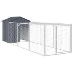 vidaXL Caseta perros con tejado acero galvanizado gris 117x405x123 cm