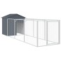 vidaXL Caseta perros con tejado acero galvanizado gris 117x405x123 cm