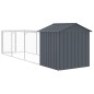vidaXL Caseta perros con tejado acero galvanizado gris 117x405x123 cm