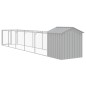 vidaXL Caseta perros tejado acero galvanizado gris claro 117x609x123cm