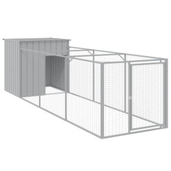 vidaXL Caseta perros corral acero galvanizado gris claro 110x405x110cm