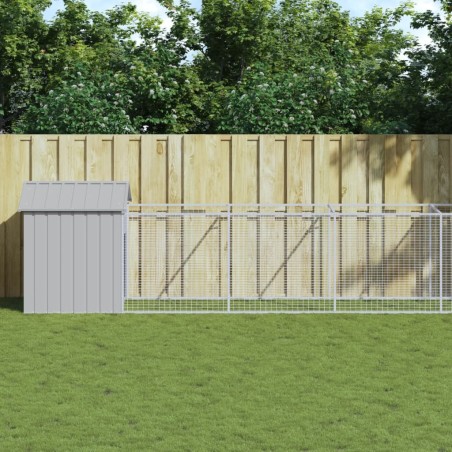 vidaXL Caseta perro tejado acero galvanizado gris claro 117x1017x123cm