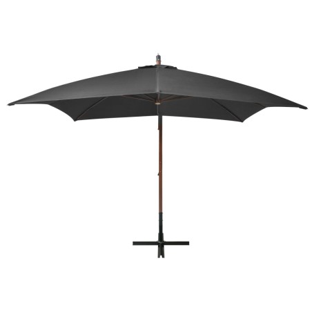vidaXL Sombrilla colgante con palo madera abeto gris antracita 3x3 m