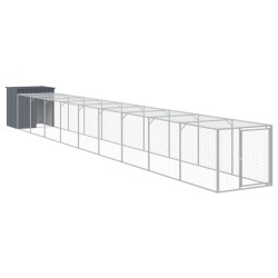 vidaXL Gallinero con corral acero galvanizado gris 110x1017x110 cm