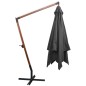 vidaXL Sombrilla colgante con palo madera abeto gris antracita 3x3 m