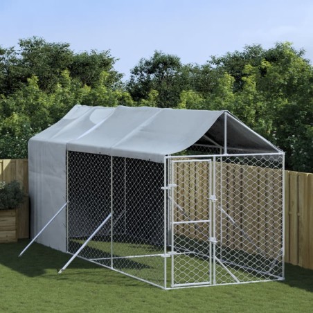 vidaXL Perrera de exterior con toldo acero galvanizado plata 2x6x2,5 m