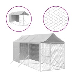 vidaXL Perrera de exterior con toldo acero galvanizado plata 2x6x2,5 m