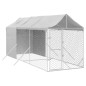 vidaXL Perrera de exterior con toldo acero galvanizado plata 2x6x2,5 m