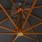 vidaXL Sombrilla colgante con palo madera abeto gris antracita 3x3 m