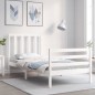 vidaXL Estructura de cama con cabecero madera maciza blanco 100x200 cm vidaXL Estructura de cama con cabecero madera maciza blanco 100x200 cm