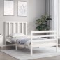 vidaXL Estructura de cama con cabecero madera maciza blanco 100x200 cm vidaXL Estructura de cama con cabecero madera maciza blanco 100x200 cm