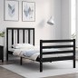 vidaXL Estructura de cama con cabecero madera maciza negro 90x200 cm vidaXL Estructura de cama con cabecero madera maciza negro 90x200 cm