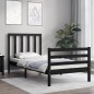 vidaXL Estructura de cama con cabecero madera maciza negro 90x200 cm vidaXL Estructura de cama con cabecero madera maciza negro 90x200 cm