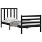 vidaXL Estructura de cama con cabecero madera maciza negro 90x200 cm vidaXL Estructura de cama con cabecero madera maciza negro 90x200 cm