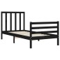 vidaXL Estructura de cama con cabecero madera maciza negro 90x200 cm vidaXL Estructura de cama con cabecero madera maciza negro 90x200 cm