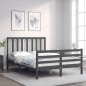 vidaXL Estructura cama de matrimonio con cabecero madera maciza gris vidaXL Estructura cama de matrimonio con cabecero madera maciza gris