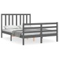 vidaXL Estructura cama de matrimonio con cabecero madera maciza gris vidaXL Estructura cama de matrimonio con cabecero madera maciza gris