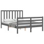 vidaXL Estructura cama de matrimonio con cabecero madera maciza gris vidaXL Estructura cama de matrimonio con cabecero madera maciza gris