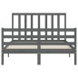 vidaXL Estructura cama de matrimonio con cabecero madera maciza gris vidaXL Estructura cama de matrimonio con cabecero madera maciza gris
